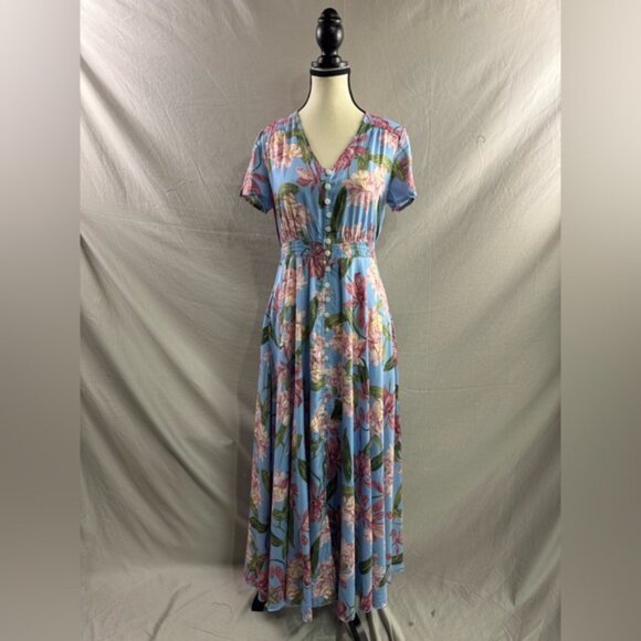 Bohemian  Multi Color Floral V-Neck Elegant Pocket Dress - Picture 8 of 11